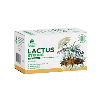 Lithuania product data sample: ŠVF žolelių arbata maitinančioms LACTUS STRONG, 20 vnt., 1.5 g