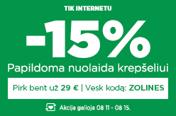 Papildoma nuolaida krepšeliui -15% perkant bent už 29 € su kodu - ZOLINES