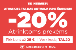 Atrinktoms prekėms -20% perkant bent už 29 € su kodu: TAU20