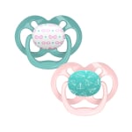 DR. BROWN'S dvipusiai čiulptukai ADVANTAGE, 6–18 mėn., rožinė spalva, 2 vnt.+dangteliai