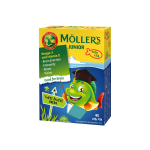 MÖLLER'S  žuvų taukai JUNIOR, vaisių skonio, nuo 3 m., 45 kramtomosios tabletės