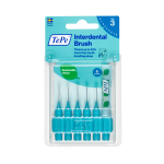 TEPE tarpdančių šepetėliai, žydra spalva, 0,6 mm, 6 vnt.