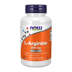 NOW ARGININE, 500 MG, 100 minkštų kapsulių