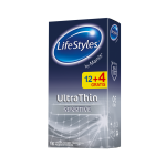 LIFESTYLES prezervatyvai ULTRA THIN, 12 vnt.+4 vnt.