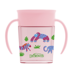 DR. BROWN'S gertuvė CHEERS DECO 360, 200 ml, nuo 6 mėn., rožinė spalva, 1 vnt.+dangtelis