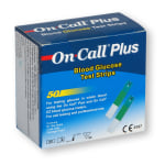 ON-CALL PLUS diagnostinės juostelės gliukozės kiekiui kraujyje nustatyti, 50 vnt.