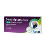 SUMATRIPTAN ACTAVIS, 50mg, dengtos tabletės, N2