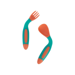 BABOO lankstūs įrankiai: šaukštelis ir šakutė, nuo 6 mėn, persikinė spalva, 1 vnt.