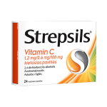 STREPSILS Vitamin C, 1,2mg/0,6mg/100mg, kietosios pastilės, N24