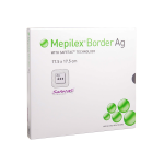 MEPILEX BORDER AG antimikrobinis silikoninis tvarstis, 17,5 x 17,5 cm, 5 vnt.