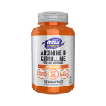 NOW ARGININE, 500 MG & CITRULLINE, 250 MG, 120 kapsulių