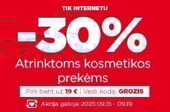 Atrinktoms kosmetikos prekėms -30% perkant bent už 19 € su kodu: GROZIS
