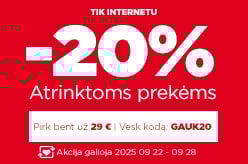 Atrinktoms prekėms -20% perkant bent už 29 € su kodu: GAUK20