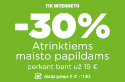 Atrinktiems maisto papildams -30% perkant bent už 19 €