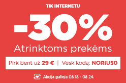 Atrinktoms prekėms -30% perkant bent už 29 € su kodu: NORIU30